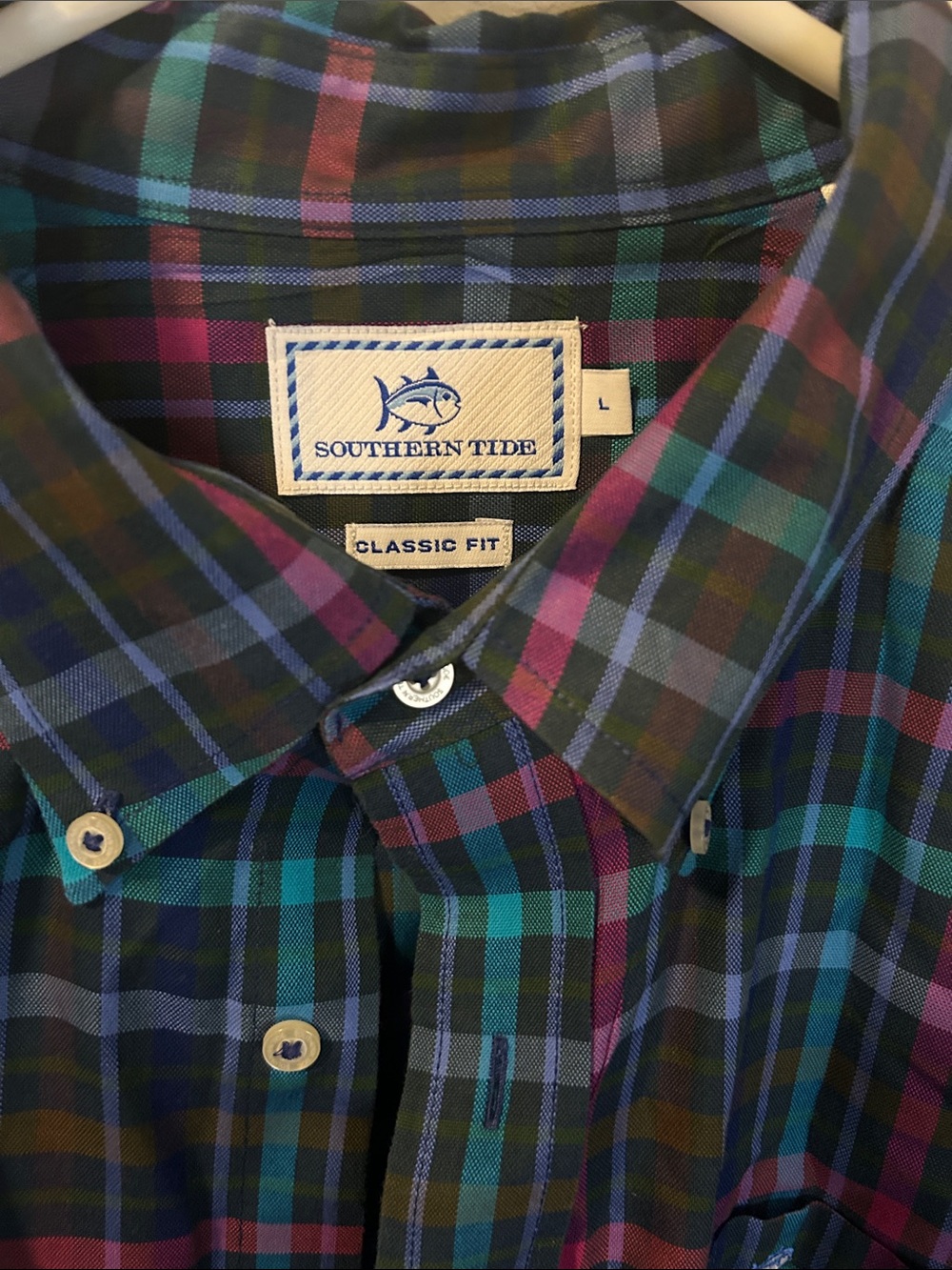 Southern Tide Plaid Button-Down Shirt in Blue, Green & Purple